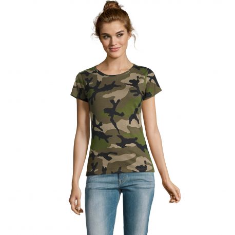 Camiseta Mujer Estampado Camuflaje SOLS CAMO WOMEN